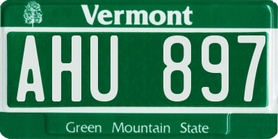 VT license plate AHU897