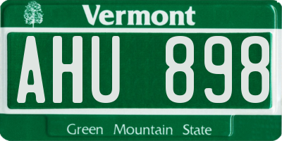 VT license plate AHU898