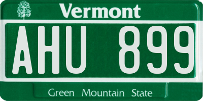 VT license plate AHU899