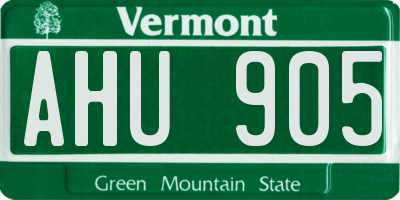 VT license plate AHU905