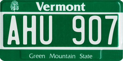 VT license plate AHU907