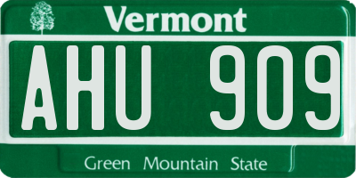 VT license plate AHU909