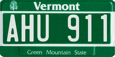VT license plate AHU911