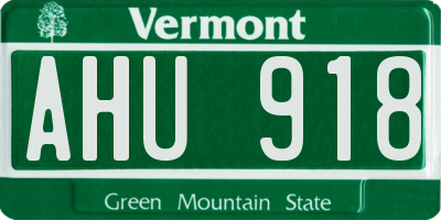 VT license plate AHU918