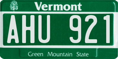 VT license plate AHU921
