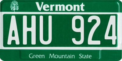 VT license plate AHU924