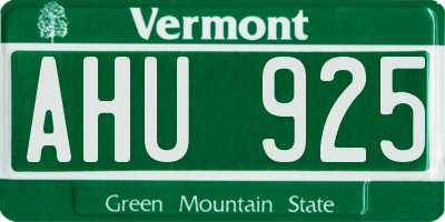 VT license plate AHU925