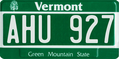 VT license plate AHU927