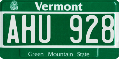 VT license plate AHU928