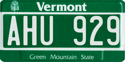 VT license plate AHU929