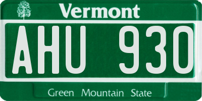 VT license plate AHU930