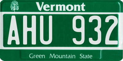 VT license plate AHU932