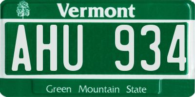 VT license plate AHU934