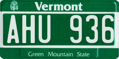 VT license plate AHU936