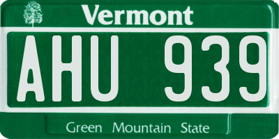 VT license plate AHU939