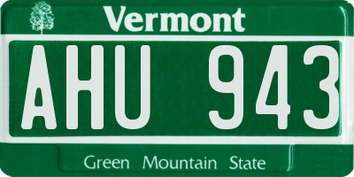 VT license plate AHU943