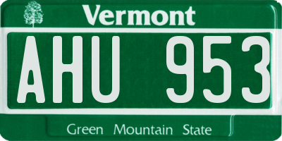 VT license plate AHU953