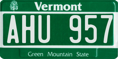VT license plate AHU957