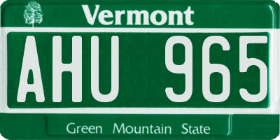 VT license plate AHU965