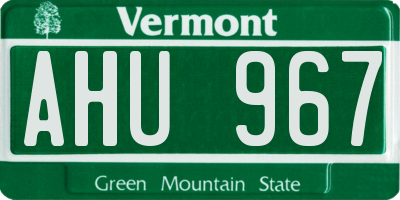 VT license plate AHU967