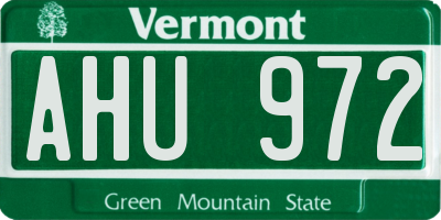 VT license plate AHU972