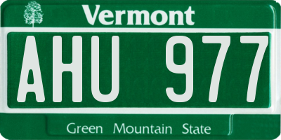 VT license plate AHU977