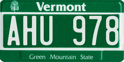 VT license plate AHU978