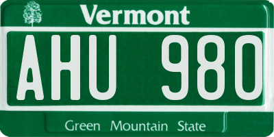 VT license plate AHU980