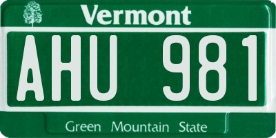VT license plate AHU981