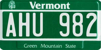 VT license plate AHU982