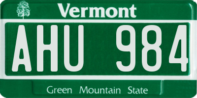 VT license plate AHU984