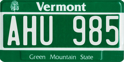 VT license plate AHU985