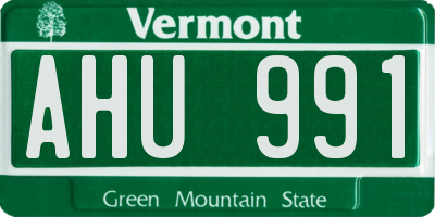 VT license plate AHU991