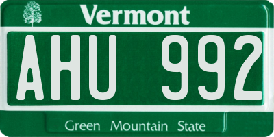 VT license plate AHU992