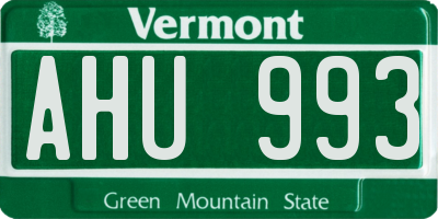 VT license plate AHU993