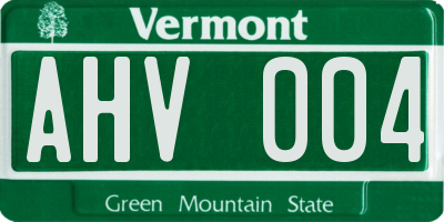 VT license plate AHV004