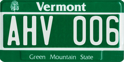 VT license plate AHV006