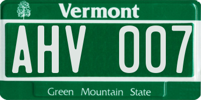 VT license plate AHV007
