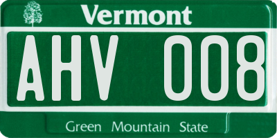 VT license plate AHV008