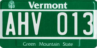 VT license plate AHV013