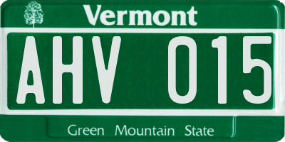 VT license plate AHV015