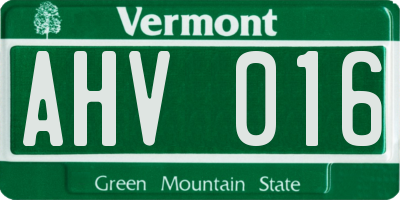 VT license plate AHV016