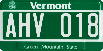 VT license plate AHV018