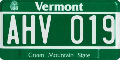 VT license plate AHV019