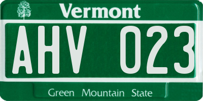 VT license plate AHV023