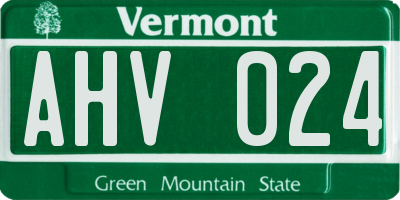 VT license plate AHV024