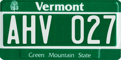 VT license plate AHV027