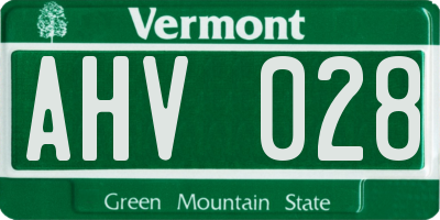 VT license plate AHV028