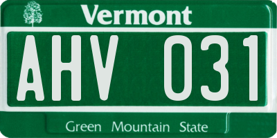 VT license plate AHV031