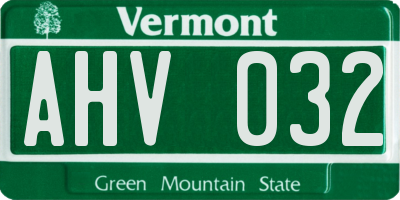 VT license plate AHV032